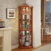 Lighted Corner Curio Cabinet - Elegant Glass Display Case for Living Room & Bar Storage - Perfect for Antique Collections & Wine - 2 of 4