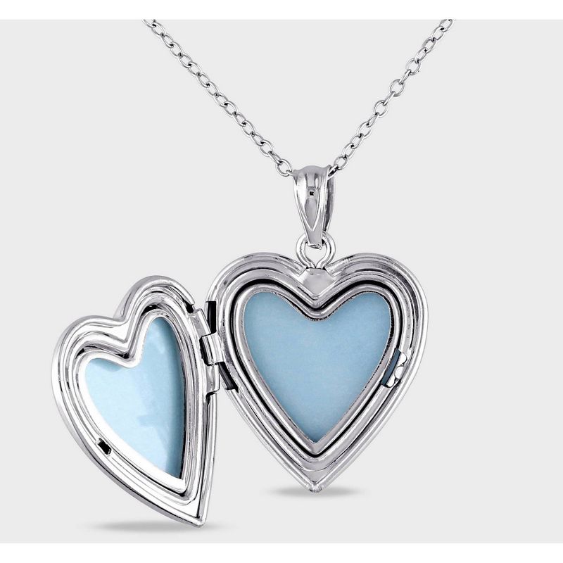 Heart Locket Pendant Necklace in Sterling Silver (18"), 4 of 8