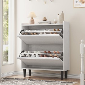 Shoe Cabinet with Flip Drawers, Wooden Shoe Organizer Cabinet with Adjustable Shelf, Shoe Storage for Entryway, Hallway, Living Room - 1 of 4