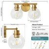 POWLIG 13.4-in 2-Light Gold Modern Dimmable Bathroom Transitional Vanity Light with Transparent Glass Shade - 2 of 4