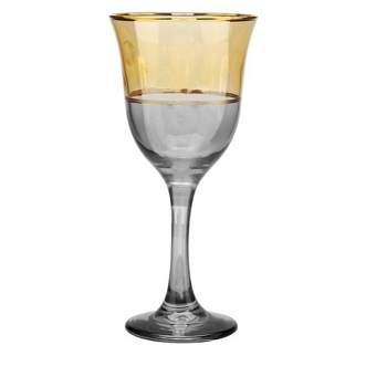 Set of 6 Smoked Square Shaped Wine Glasses – Classic Touch Decor