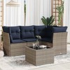 vidaXL Patio Sofa Set with Cushions 5 Piece, Patio Furniture with Glass Table, Outdoor Conversation Set, Modern Style, Gray Poly Rattan - 2 of 4