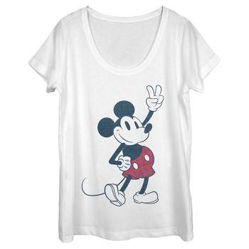 Women's Mickey & Friends Plaid Mickey Mouse Retro Scoop Neck