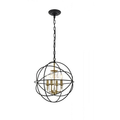 Elegant Lighting Wallace 4 light Matte Black and Brass Pendant