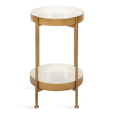 Nira Round Gold Metal Two-Tier Side Table