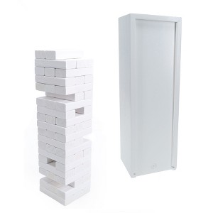 WE Games White Wooden Blocks Stacking Tower Game with White Wooden Box, 12 in. - 1 of 4