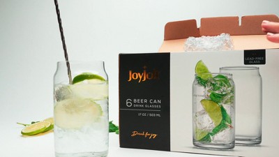 Clear Glass Can Shaped Tumbler Set, 17oz, Dishwasher Safe