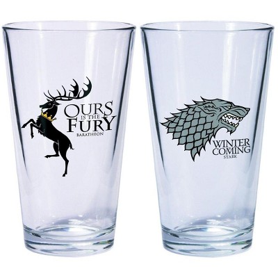 Dark Horse Comics Game Of Thrones Pint Glass Set Of 2 Stark & Baratheon