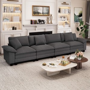 Captiva Designs 157.5-Inch Cloud Comfy Modular 4PC Sectional Sofa, Deep Seat Living Room Couch, Corduroy & Chenille Fabric - 1 of 4