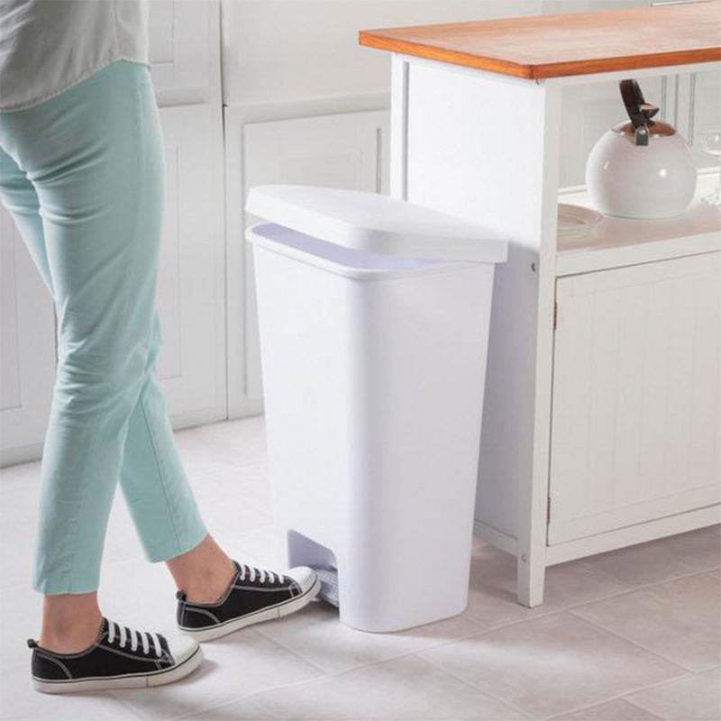 Sterilite Rectangular Step On  Kitchen Plastic Indoor Wastebasket with Wide Opening Lid and Comfort Handle for Home, 4 of 7