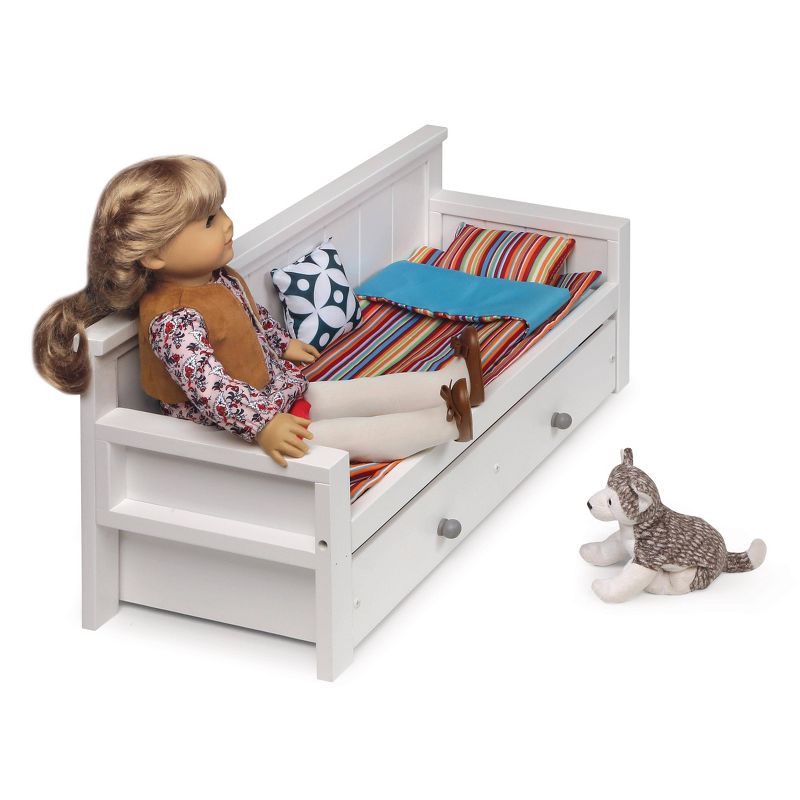 Sofa/Daybed with Trundle for 18" Dolls - White/Multi, 5 of 10