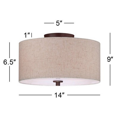 Sylvan 15" Bronze Semi-Flush Mount with Off-White Drum Shade