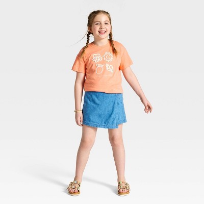 Cat & Jack Girls' Short Sleeve Relaxed Fit 'Summer Essentials' Graphic T-Shirt - Cat & Jack™ Peach Orange M — фото 2