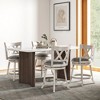 Tangkula 25.5" Swivel Bar Stools Set of 4 Solid Wood Stools w/ X-shaped Backrests Antique White & Gray - 2 of 4