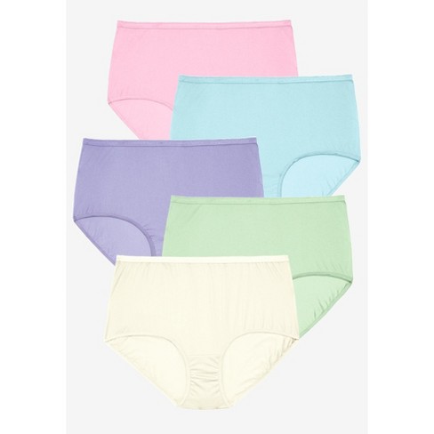 Comfort Choice Women's Plus Size Hi-Cut Cotton Brief 5-Pack