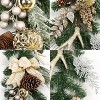 6ft Christmas Garland with Lights, Xmas Garland with Bow Ball Ornaments Snowflakes Pine Cone for Mantle Fireplace Staircase - 3 of 4