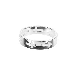 Dicksons Cutout Cross Band Silver Plated Size 9 Ring - 1 of 1