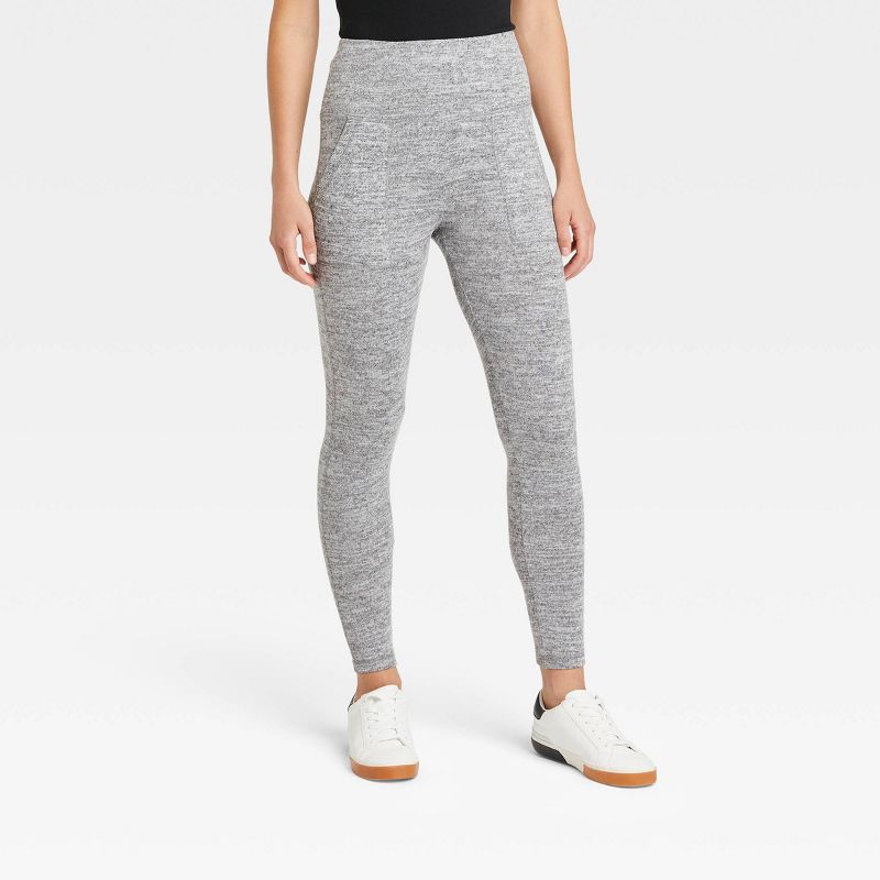 Women's Cozy Hacci Leggings with Pockets - A New Day™, 1 of 3