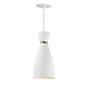 Maxim Lighting Carillon 1 - Light Pendant in  White/Satin Brass - 1 of 1
