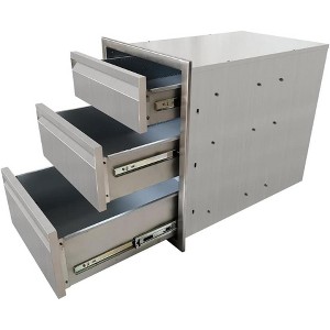 16 x 21 Inch Outdoor Kitchen Drawers, Stainless Steel Triple Access BBQ Drawers with Flush Mount Handle - 1 of 4