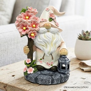 Cherry Blossom Gnome Solar Garden Statue, 8