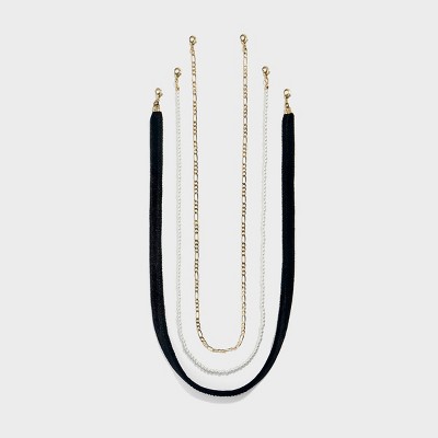 SUGARFIX by BaubleBar Women's 3pk Glasses Lanyard with Multifunctional Clasp - Velvet/Pearl/Chain One Size