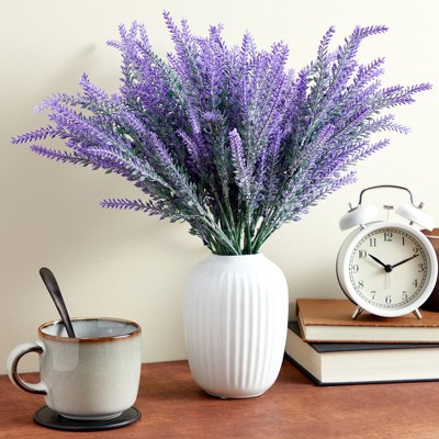 12 Bundles Purple Plastic Artificial Lavender Flowers