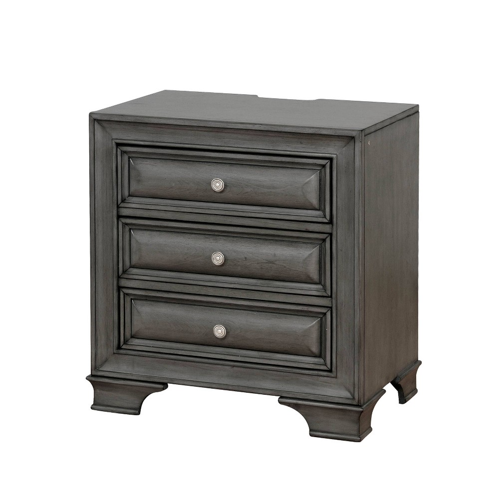 Photos - Storage Сabinet Rowland 3 Drawers Nightstand with USB Ports Gray - HOMES: Inside + Out
