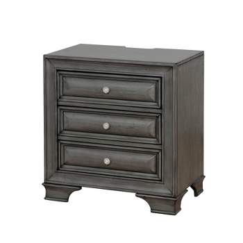 Rowland 3 Drawers Nightstand with USB Ports Gray - HOMES: Inside + Out