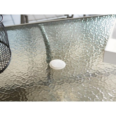 Laurenti 6-Person Grey Glass-Top Outdoor Dining Set with Umbrella