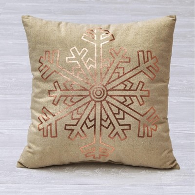 Lakeside Golden Snowflake Image Decorative Accent Throw Pillow - Holiday Accent