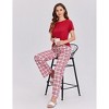 Ekouaer Womens Pajamas Sets Soft Ribbed Knit PJs Short Sleeve Sleepwear Sets Button Plaid Lounge Set - 4 of 4