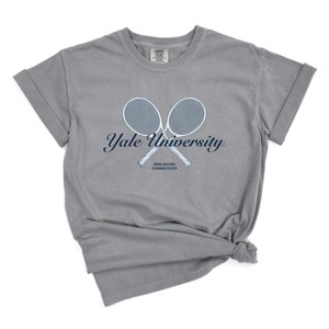 Yale University Tennis Rackets - Women's Garment Dyed Graphic T-Shirt - 1 of 4