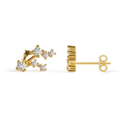 Molenia 18K Gold Plated 12 Constellation Personalized Earrings for Women, 925 Sterling Silver Zodiac Stud Earrings Horoscope Celestial Jewelry