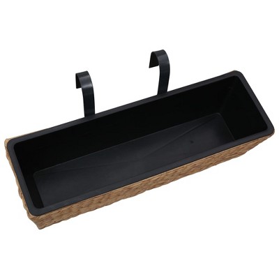 Set of 2 Brown Water Hyacinth Balcony Planters with Removable Pots
