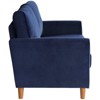 Dunleith Modern Contemporary Velvet Tufted Loveseat in Blue and Walnut - Lexicon - 3 of 4