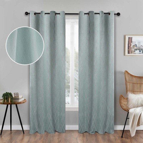 Modern Farmhouse Textured Waves Room Darkening Blackout Curtains, Set of 2,  52 x 108, Charcoal - Blue Nile Mills