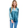 Anna-Kaci Women's Velvet Blouse with V-Neck and Button Detail - 2 of 4