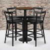 Flash Furniture 24'' Round Walnut Laminate Table Set with Round Base and 4 Two-Slat Ladder Back Metal Barstools - Black Vinyl Seat - 2 of 2