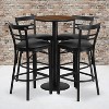 Flash Furniture 24'' Round Walnut Laminate Table Set with Round Base and 4 Two-Slat Ladder Back Metal Barstools - Black Vinyl Seat - image 2 of 2