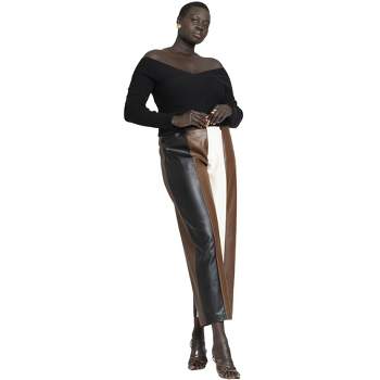 ELOQUII Women's Plus Size Colorblocked Faux Leather Pant