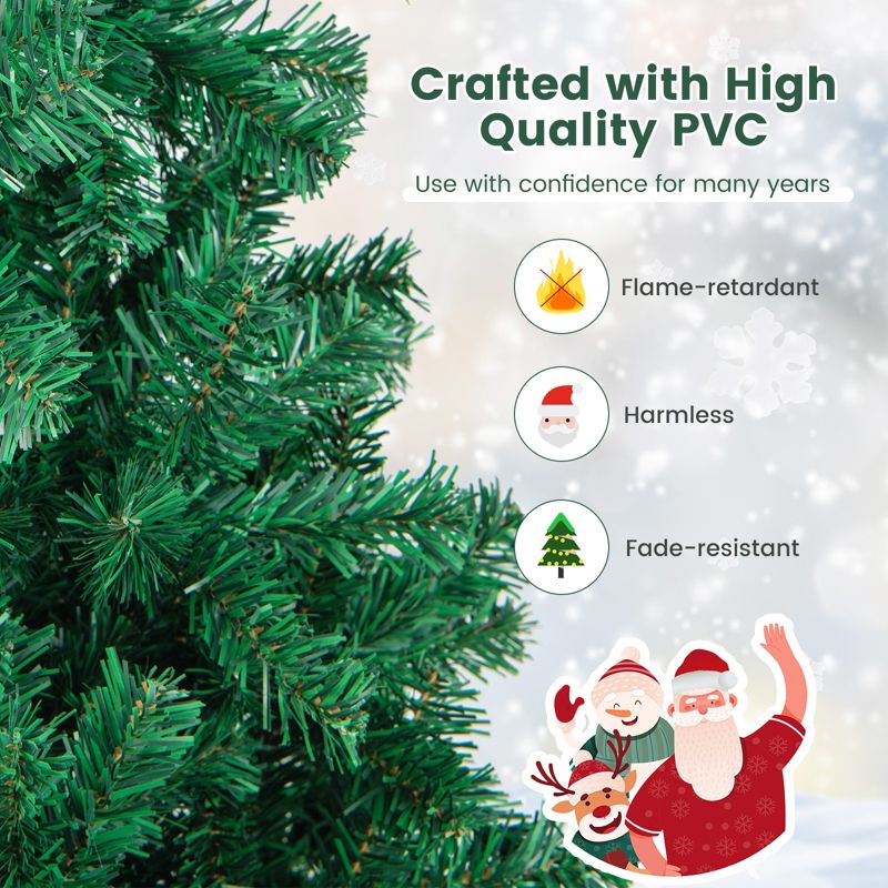 Tangkula 5/6/7/8ft Artificial Christmas Pine Tree Hinged PVC Branches with Solid Metal Legs, 3 of 11