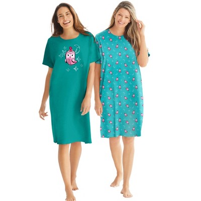 Dreams & Co. Women's Plus Size 2-Pack Short-Sleeve Sleepshirt