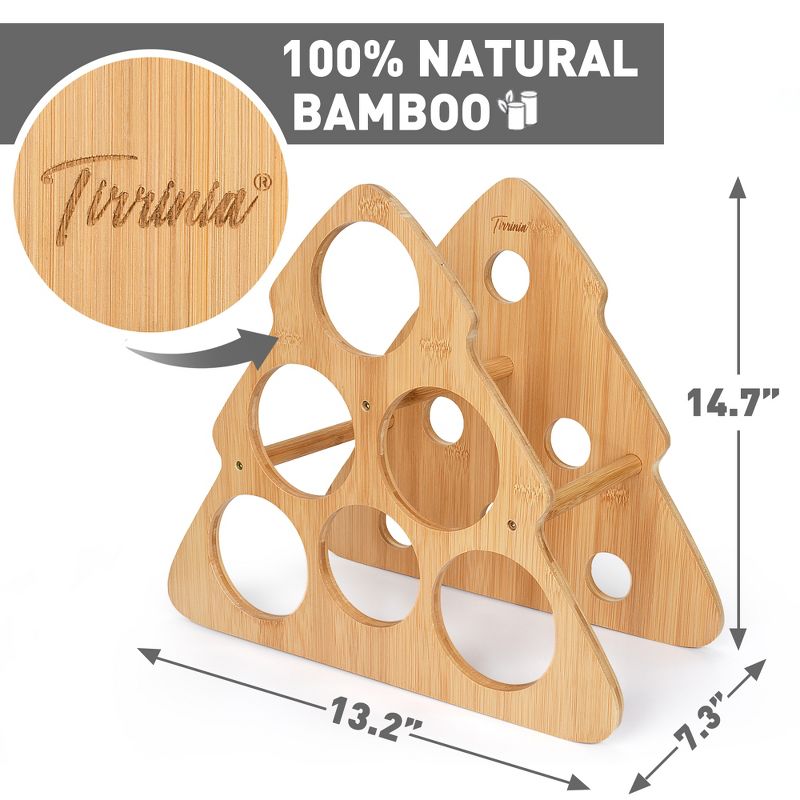 Tirrinia Wine Bottle Rack, Bamboo Wine Holder with Cute Tree Shape for Storage Kitchen Decor, Best Gift for Wine Lovers, 4 of 7