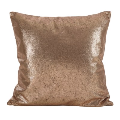 20" Rose Shimmering Metallic Down Filled Square Throw Pillow