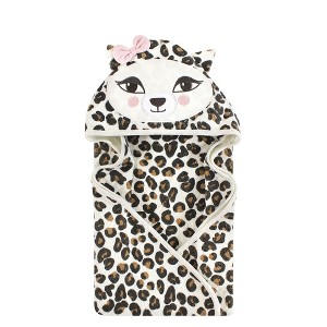 Hudson Baby Unisex Baby Cotton Animal Face Hooded Towel, Leopard, One Size - 1 of 2