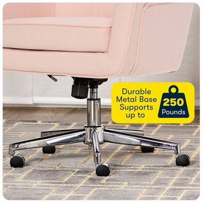 Blush Pink Memory Foam Swivel Office Chair with Arms