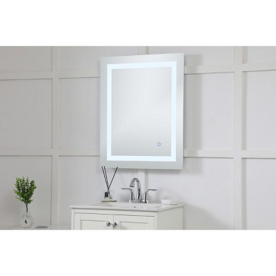 Silver Rectangular LED Vanity Bathroom Mirror with Smart Touch and Defogger