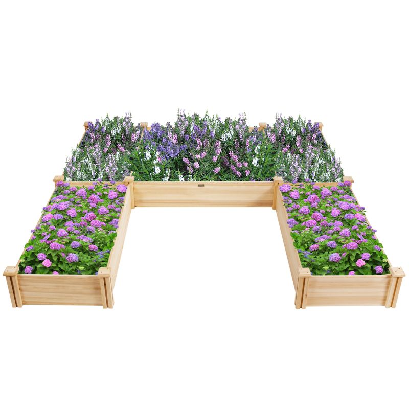 Tangkula Elevated Garden Bed U-shaped Wooden Planters Flexible Combination Suitable for Vegetable Flower Herb, 1 of 8