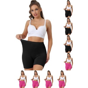 INSPIRE CHIC Women's Mid-Thigh Boxer Full Coverage Soft Stretch Boxer Briefs 9 Packs - 1 of 4